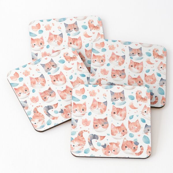 Aperçu de l'œuvre Watercolor Kitty : Kaleidoscope Charming Repeat Pattern Design créée et vendue par mdhanim.