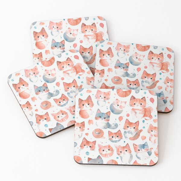 Aperçu de l'œuvre Watercolor Whiskers : Delightful Repeat Pattern with Cute Cats créée et vendue par mdhanim.