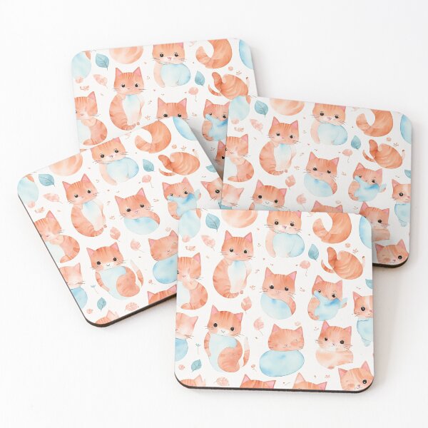 Aperçu de l'œuvre Whimsical Whiskers : Cute Cat Watercolor Repeat Pattern créée et vendue par mdhanim.