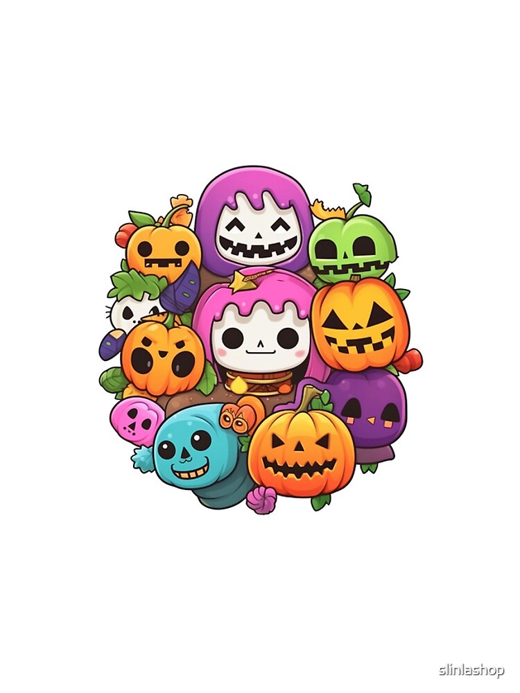 Discover Kawaii Halloween Doodle iPhone Case, Spooky Season Doodle iphone Case