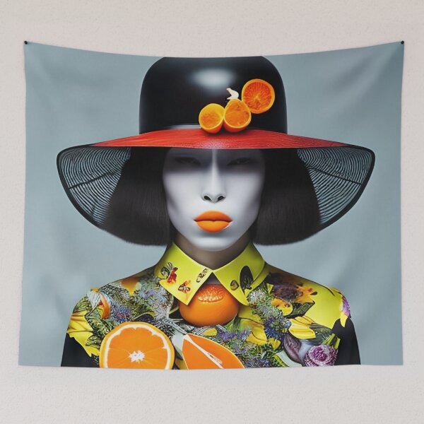 Item preview, "Citrus Elegance: A Portrait of an Oriental Woman in Floral Fashion" designed and sold by DraftDuck.
