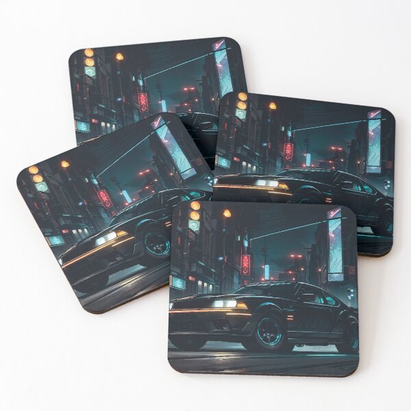 Item preview, Black Sports Car with Neon Glow designed and sold by ByteyCreatives.