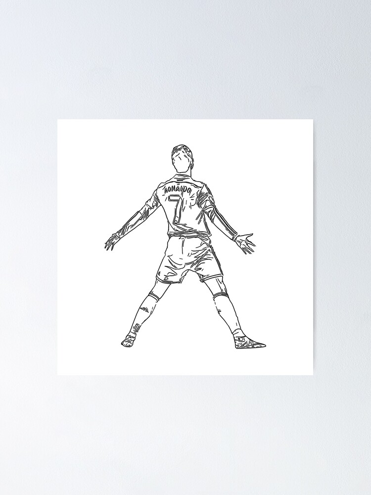 CR7 Cristiano Ronaldo Signature Celebration Line Art Black Poster