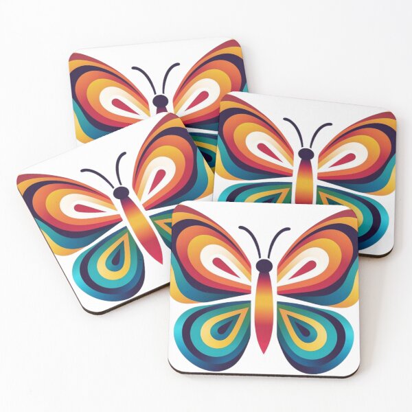 Item preview, Butterfly rainbow 1970s style art, colorful wings designed and sold by Artlizzard.