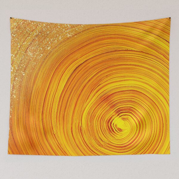 Item preview, Glittery yellow-orange swirl abstract design designed and sold by RinaGArt.