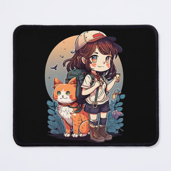Item preview, Girl & Orange Cat Kawaii Anime Floral Cat Lover designed and sold by SecretDicer.