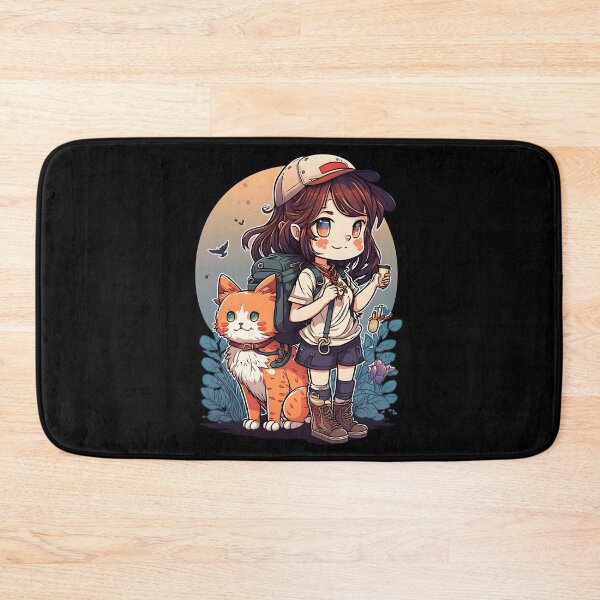 Item preview, Girl & Orange Cat Kawaii Anime Floral Cat Lover designed and sold by SecretDicer.