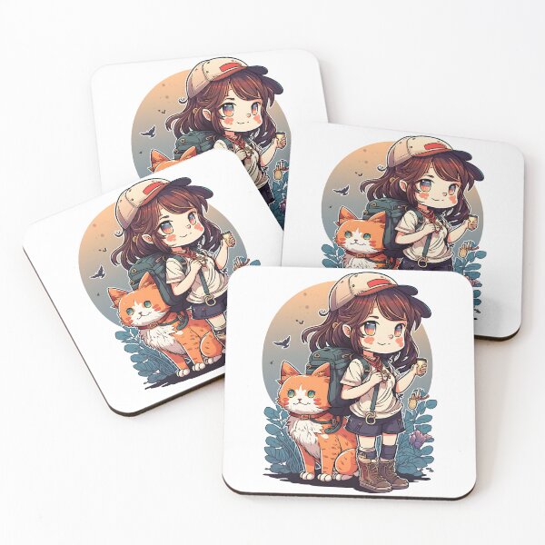 Item preview, Girl & Orange Cat Kawaii Anime Floral Cat Lover designed and sold by SecretDicer.