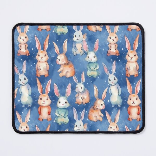 Item preview, Cute little bunnies - watercolor on blue background - sky blue designed and sold by Pixelboys.
