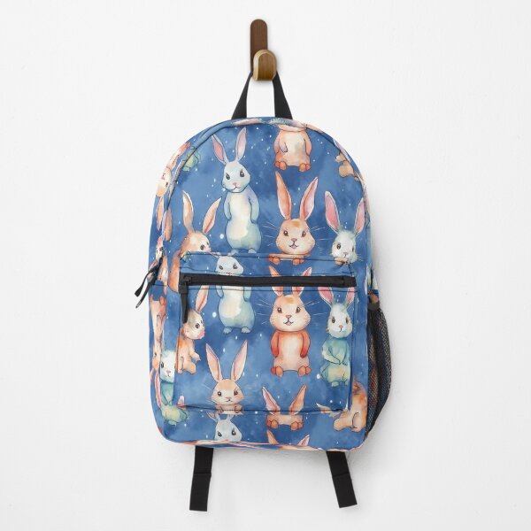 Item preview, Cute little bunnies - watercolor on blue background - sky blue designed and sold by Pixelboys.