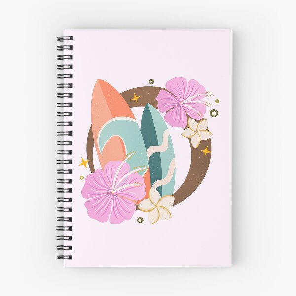 Item preview, Retro surfboards and tropical flowers designed and sold by Home Cyn Home.