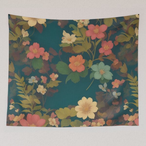 Item preview, Generated 70s Watercolor Tropical Flower and Leaf pattern  designed and sold by AiArtMerch.