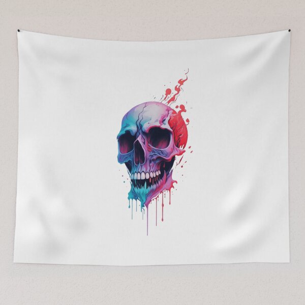 Item preview, red blue splash skull streetwear designed and sold by HarshBrown.