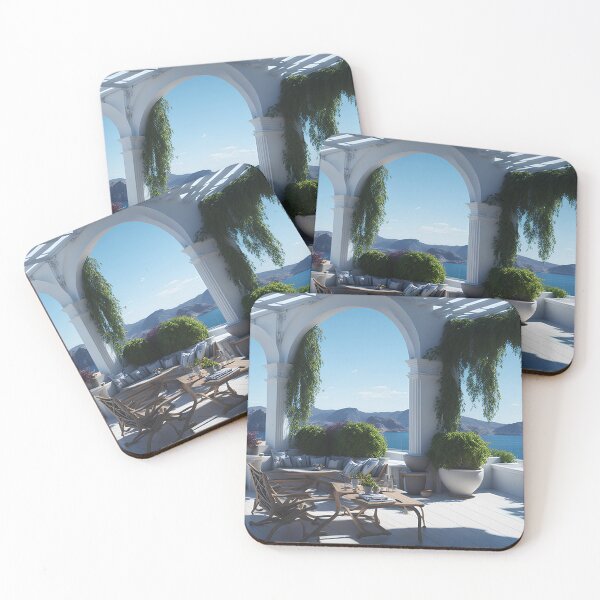 Item preview, Serene Horizon: A Tranquil White Terrace in Greece designed and sold by BlareBlare.