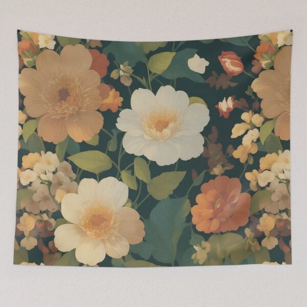 Item preview, Generated 70s Watercolor Tropical Flower and Leaf pattern  designed and sold by AiArtMerch.