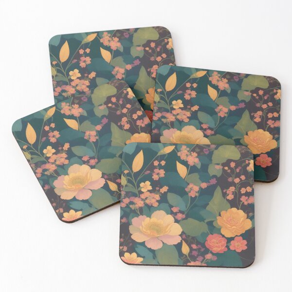 Item preview, Generated 70s Watercolor Tropical Flower and Leaf pattern  designed and sold by AiArtMerch.