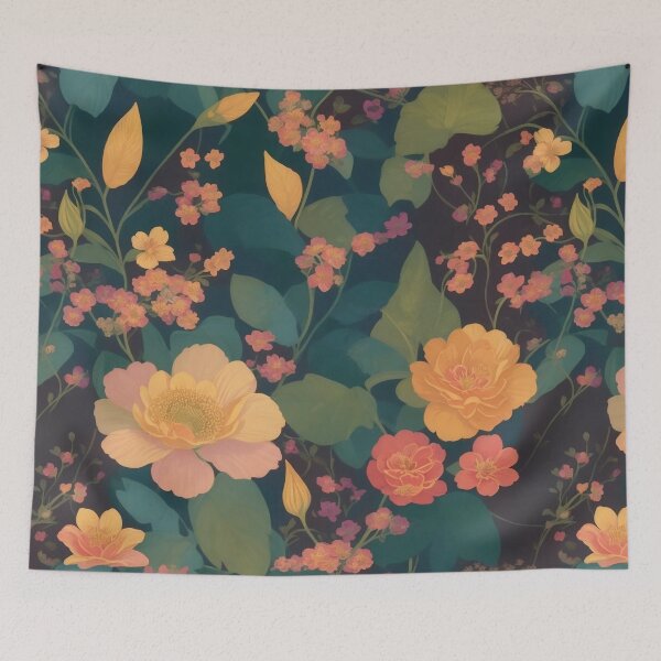 Item preview, Generated 70s Watercolor Tropical Flower and Leaf pattern  designed and sold by AiArtMerch.
