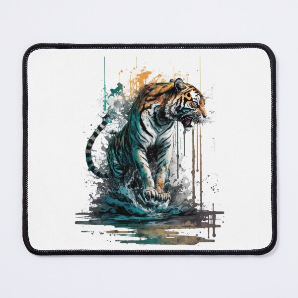 Item preview, Tiger Watercolor Painting With Grunge Splatters and Ink Drips designed and sold by StephanieWard.