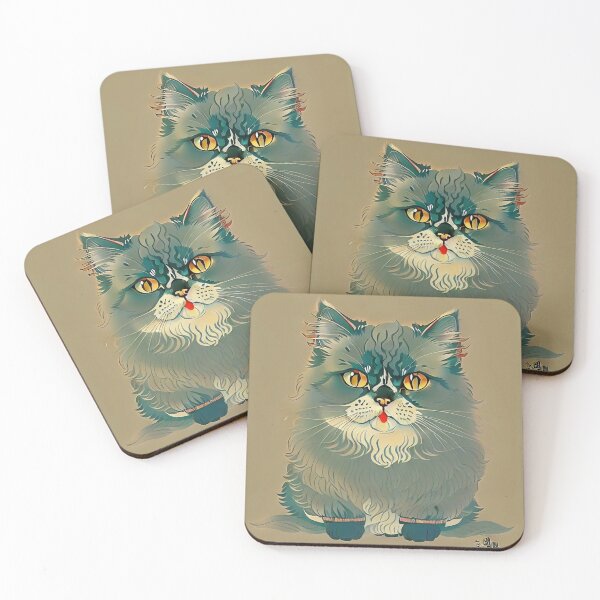 Item preview, Hokusai Persian Cat Japanese Style Cat Portait designed and sold by Pumpkin-Prints.