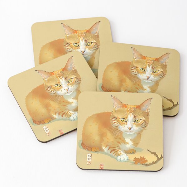 Item preview, Hokusai Ginger Cat Japanese Style Cat Portait designed and sold by Pumpkin-Prints.