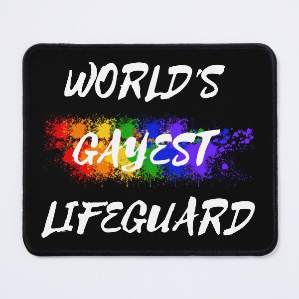 Item preview, World's Gayest Lifeguard LGBT Humor With Rainbow Colors For Proud Queer Lifeguards In Black designed and sold by LuckyKermit.