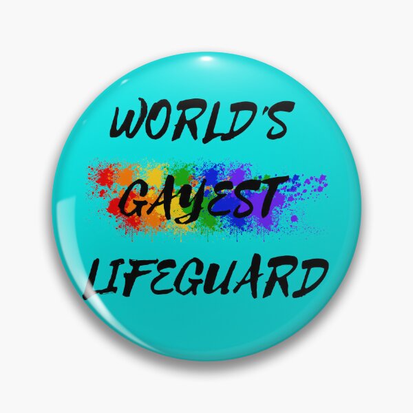 Item preview, World's Gayest Lifeguard LGBT Humor With Rainbow Colors For Proud Queer Lifeguards In Cyan designed and sold by LuckyKermit.