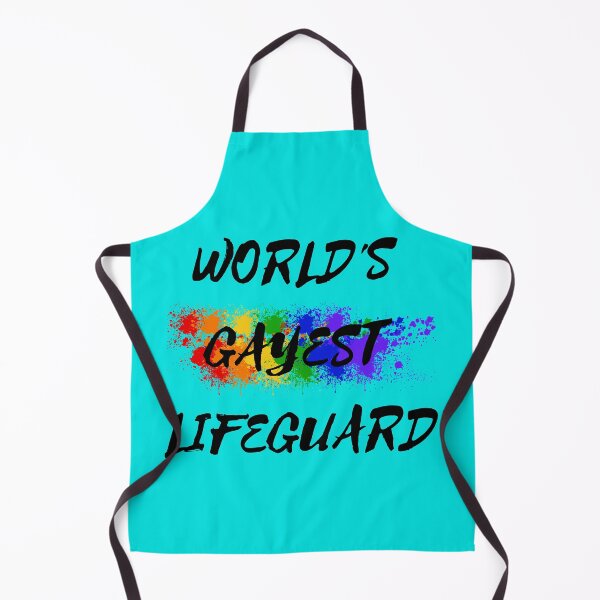 Item preview, World's Gayest Lifeguard LGBT Humor With Rainbow Colors For Proud Queer Lifeguards In Cyan designed and sold by LuckyKermit.