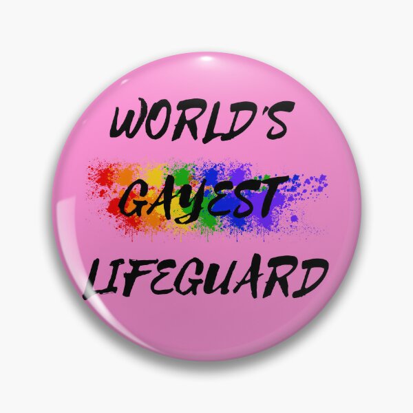 Item preview, World's Gayest Lifeguard LGBT Humor With Rainbow Colors For Proud Queer Lifeguards In Pink designed and sold by LuckyKermit.