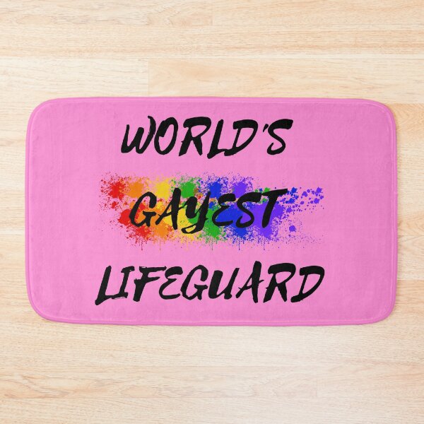 Item preview, World's Gayest Lifeguard LGBT Humor With Rainbow Colors For Proud Queer Lifeguards In Pink designed and sold by LuckyKermit.