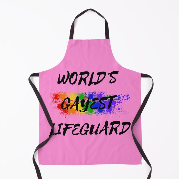 Item preview, World's Gayest Lifeguard LGBT Humor With Rainbow Colors For Proud Queer Lifeguards In Pink designed and sold by LuckyKermit.