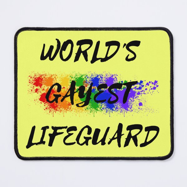 Item preview, World's Gayest Lifeguard LGBT Humor With Rainbow Colors For Proud Queer Lifeguards In Yellow designed and sold by LuckyKermit.