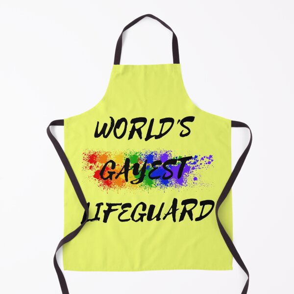 Item preview, World's Gayest Lifeguard LGBT Humor With Rainbow Colors For Proud Queer Lifeguards In Yellow designed and sold by LuckyKermit.
