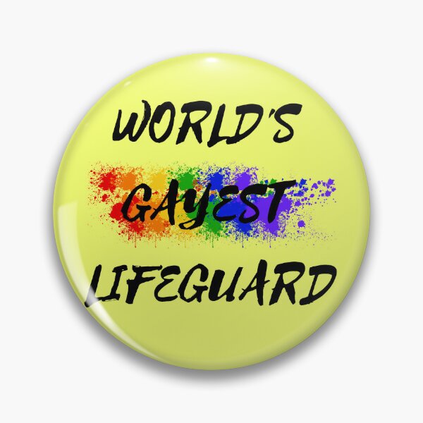Item preview, World's Gayest Lifeguard LGBT Humor With Rainbow Colors For Proud Queer Lifeguards In Yellow designed and sold by LuckyKermit.