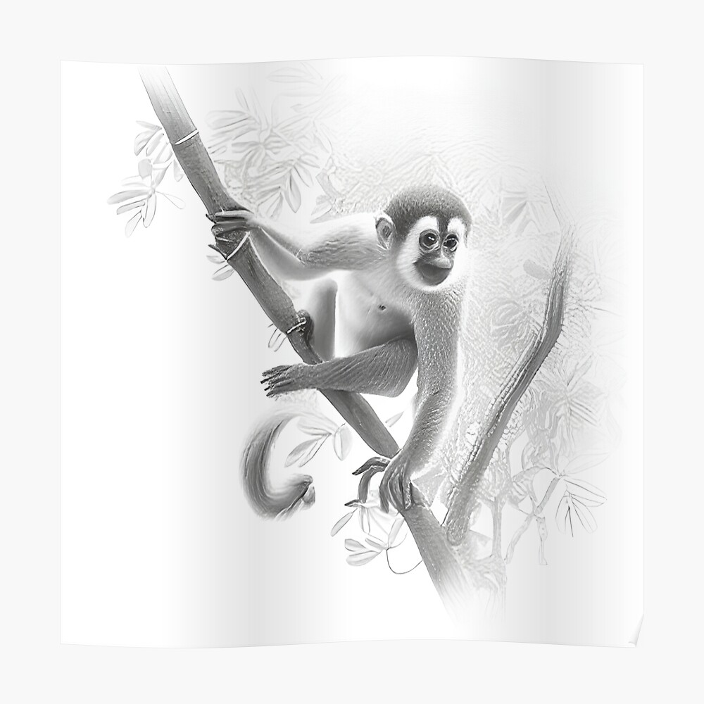 Premium Vector  Hand drawn monkey animal vector illustration sketch  isolated marmoset on white background with pencil and label banner