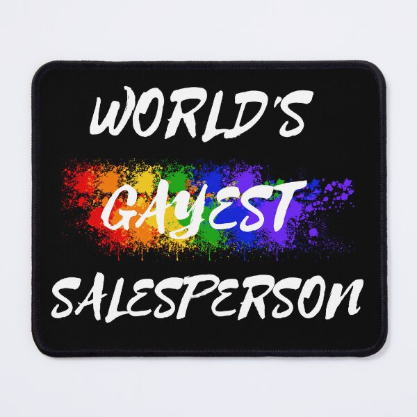 Item preview, World's Gayest Salesperson LGBT Humor With Rainbow Colors For Proud Queer Salespeople In Black designed and sold by LuckyKermit.
