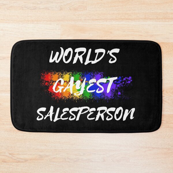 Item preview, World's Gayest Salesperson LGBT Humor With Rainbow Colors For Proud Queer Salespeople In Black designed and sold by LuckyKermit.