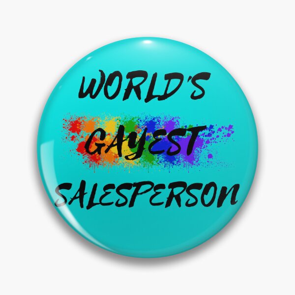 Item preview, World's Gayest Salesperson LGBT Humor With Rainbow Colors For Proud Queer Salespeople In Cyan designed and sold by LuckyKermit.