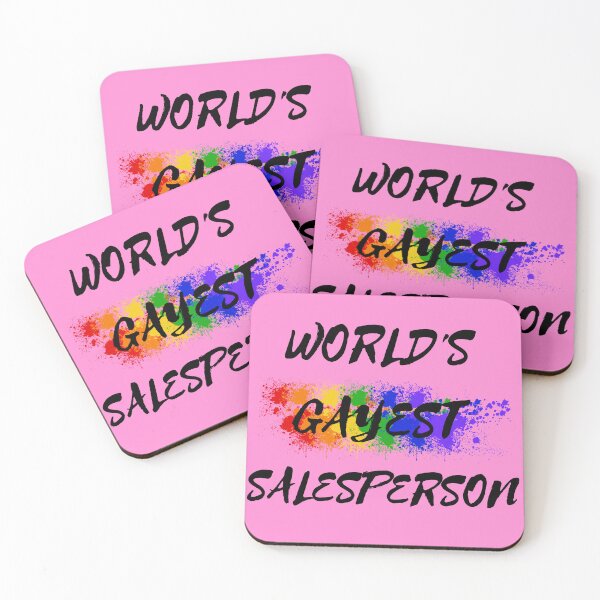 Item preview, World's Gayest Salesperson LGBT Humor With Rainbow Colors For Proud Queer Salespeople In Pink designed and sold by LuckyKermit.