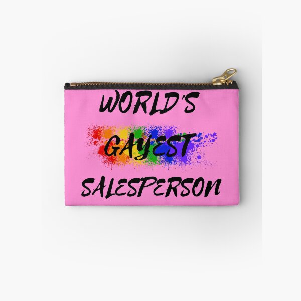 Item preview, World's Gayest Salesperson LGBT Humor With Rainbow Colors For Proud Queer Salespeople In Pink designed and sold by LuckyKermit.