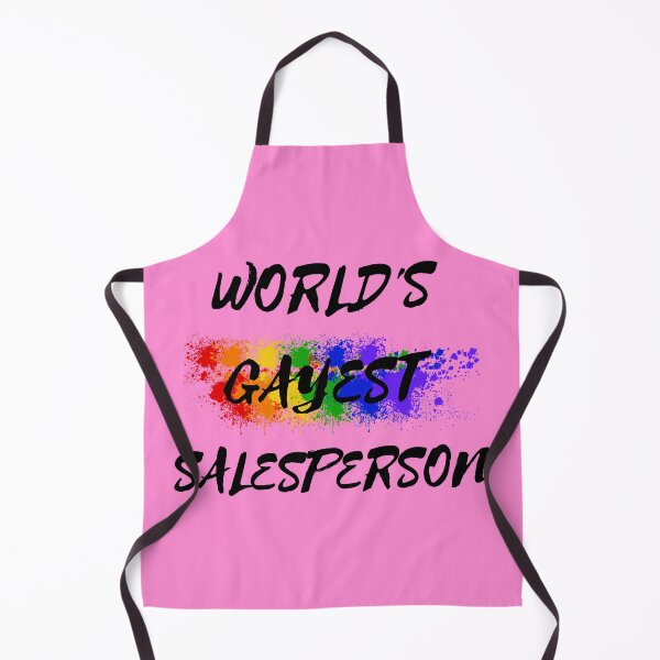 Item preview, World's Gayest Salesperson LGBT Humor With Rainbow Colors For Proud Queer Salespeople In Pink designed and sold by LuckyKermit.