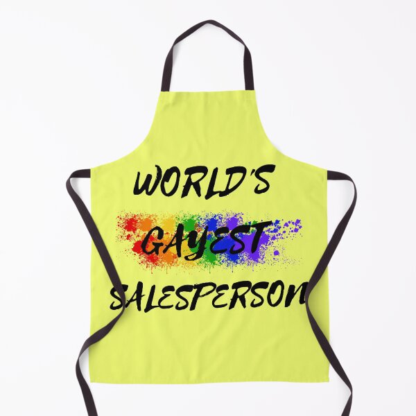 Item preview, World's Gayest Salesperson LGBT Humor With Rainbow Colors For Proud Queer Salespeople In Yellow designed and sold by LuckyKermit.