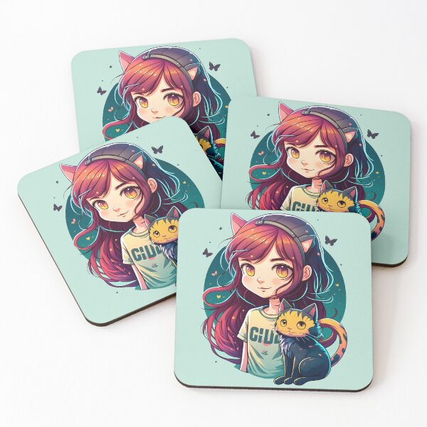 Item preview, Girl & Cat Kawaii Anime Retro Cat Lover designed and sold by SecretDicer.