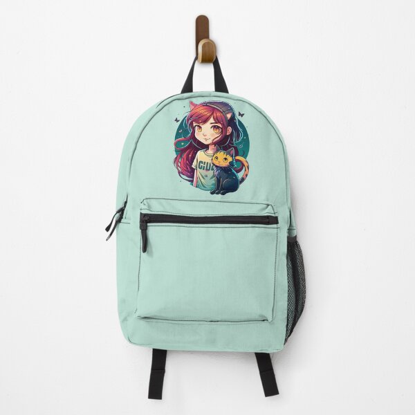 Item preview, Girl & Cat Kawaii Anime Retro Cat Lover designed and sold by SecretDicer.