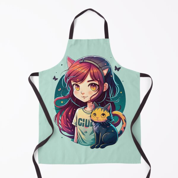 Item preview, Girl & Cat Kawaii Anime Retro Cat Lover designed and sold by SecretDicer.