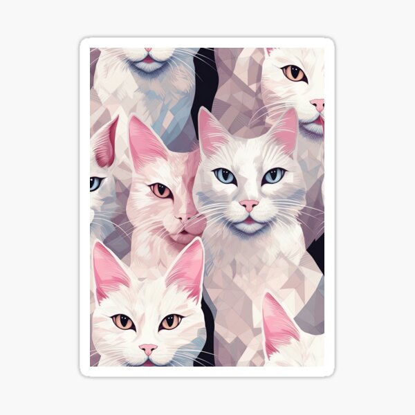 Item preview, A pattern of white-pink cats that look at you. designed and sold by Andrew Shishkin.