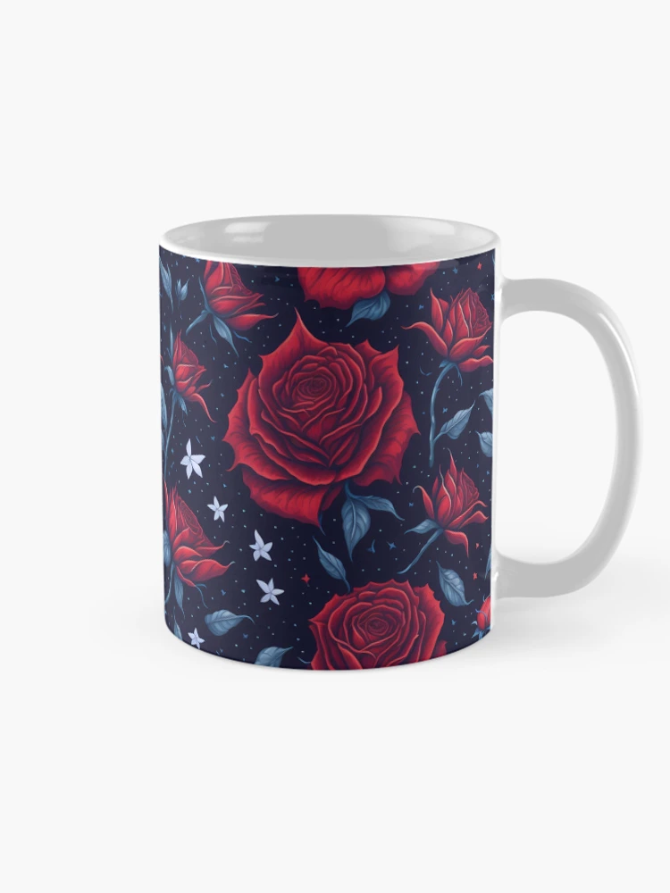 Thumbnail 3 of 6, Coffee Mug, Red Roses Pattern designed and sold by Shaymalily.