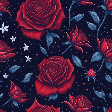 Artwork thumbnail, Red Roses Pattern by Shaymalily