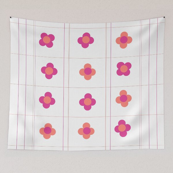 Item preview, four leaf flowers on white elegant background designed and sold by azet-art.