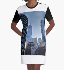 Street, City, Buildings, Photo, Day, Trees, New York, Manhattan Graphic T-Shirt Dress