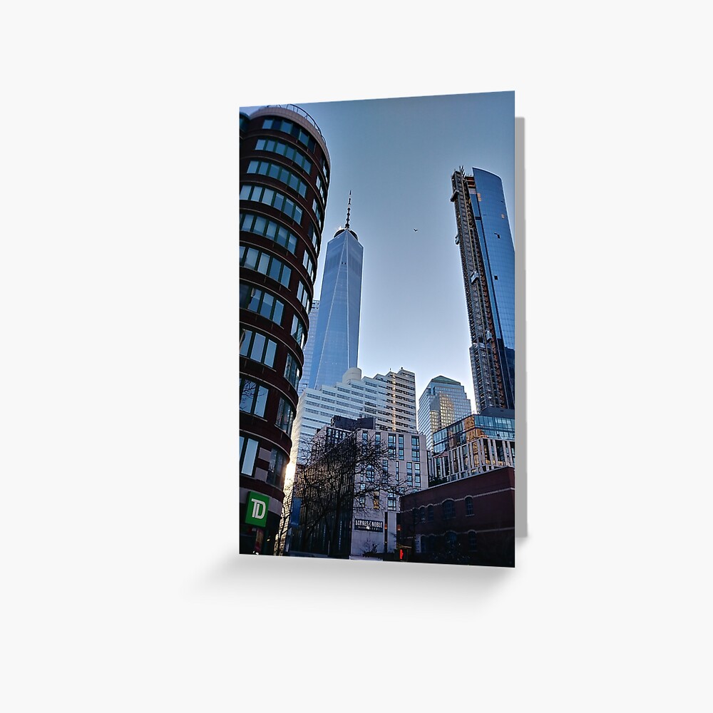Street, City, Buildings, Photo, Day, Trees, New York, Manhattan Greeting Card